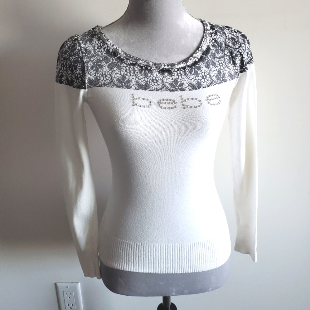 BEBE Faux Lace Sweater